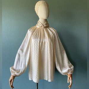 Zimmermann NWT Silk jacquard blouse twist high neck balloon sleeves